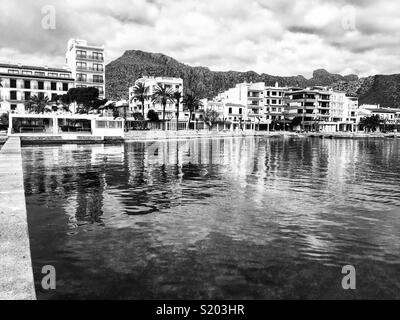 Vintage style Puerto Pollensa, Mallorca Stock Photo