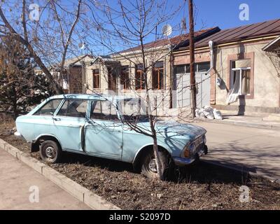 The old soviet car «Moskvich» in Alhalkalaki, Georgia; Stock Photo