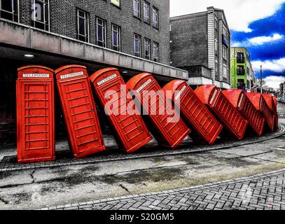 Red phone boxes in Kingston Stock Photo