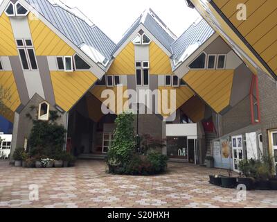 The front of the yellow cube houses in Rotterdam, The Netherlands
