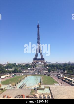 Eiffel Tower photographed from Esplanade du Trocodero Stock Photo