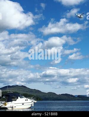 View over Loch Lomond from Luss beach in Scotland Stock Photo
