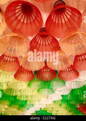 Shuttlecocks as an art installation Stock Photo