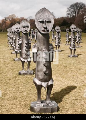 Zak Ové: Black and Blue: The Invisible Men and the Masque of Blackness. Yorkshire Sculpture Park, UK Stock Photo