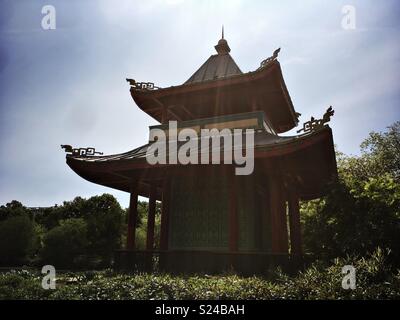 Chinese Pagoda in Victoria Park in east London England Stock Photo