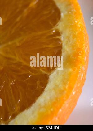 Up close of orange slice Stock Photo