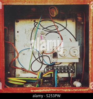 Disused electrical box Stock Photo