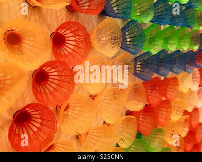 Shuttlecocks as an art installation Stock Photo
