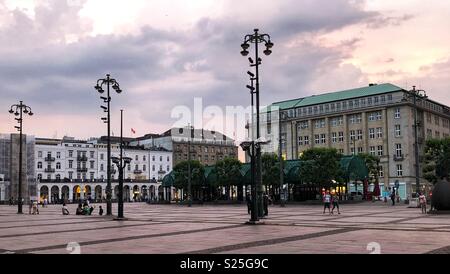 Public square in Hamburg, Germany. Stock Photo