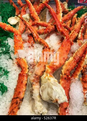 Alaskan King Crab legs on ice Stock Photo