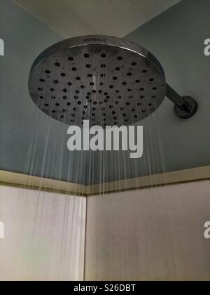 Big shower head and running water Stock Photo