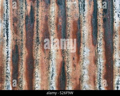 Rusty corrugated iron textures. Stock Photo