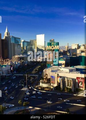 Las Vegas Strip viewed from the Tropicana Hotel early in the morning Stock Photo
