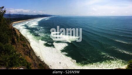 Oregon coast. Grand vista of the coastline from a high viewpoint along highway 101, OR, USA. Stock Photo