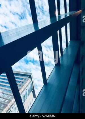 Cleveland, Ohio, USA - June 21, 2018: View looking out of the Miller Pavilion at the Cleveland Clinic, a medical facility known worldwide for its superb medical care. Stock Photo