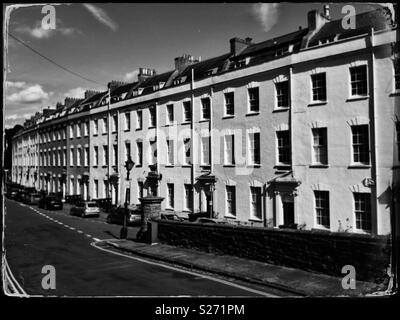 A faux tintype photograph of a terrace of Georgian houses in Bristol, UK Stock Photo