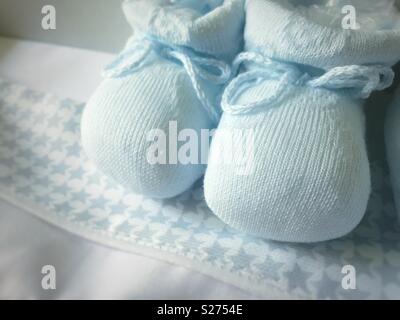 A newborn baby pair of slippers close up Stock Photo
