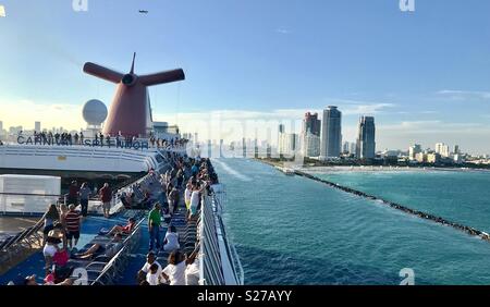 Carnival splendour Miami south beach sail away Stock Photo