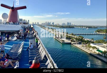 Carnival splendour Miami south beach sail away Stock Photo