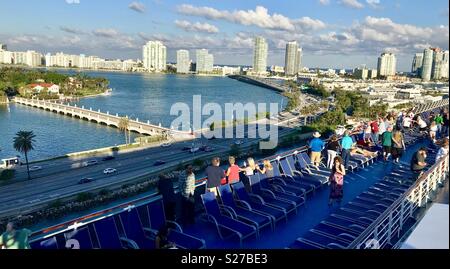 Carnival splendour Miami south beach sail away Stock Photo