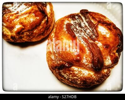 Belgian chocolate choux buns Stock Photo