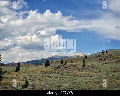 Along the Chief Joseph Scenic Highway, looking towards Beartooth Butte in the background Stock Photo