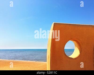 Sculpture sea and sky abstract on Cleveleys promenade. Stock Photo