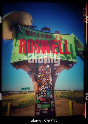 Welcome to Roswell, New Mexico Stock Photo