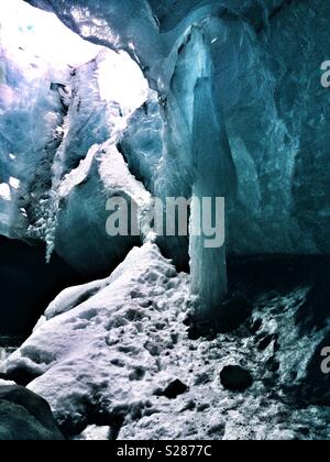 Inside ice cave in Iceland Stock Photo
