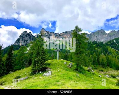 Panoramic View on Mountain Range, Rofan Mountains, Lake Achen Region, Tirol, Austria, Europe Stock Photo