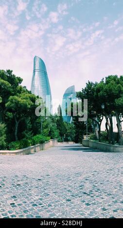 Flame Towers, Baku- Azerbaijan. Stock Photo