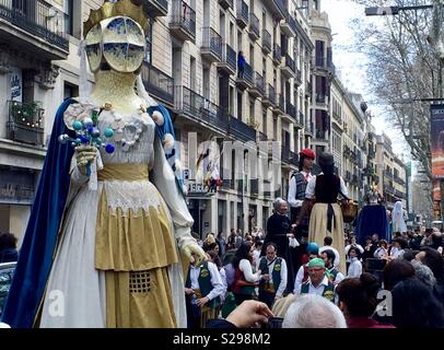 Parade at la Rambla. Barcelona Stock Photo