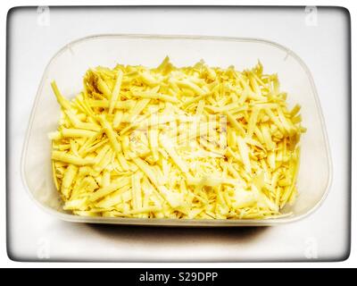 Grated Cheese Plastic Container Fork Stock Photo 664955440