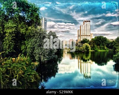 Schwanenspiegel in Düsseldorf - Germany Stock Photo