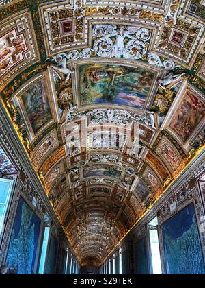 Ceiling in Gallery of Maps at the Vatican Museum in Rome, Italy Stock Photo