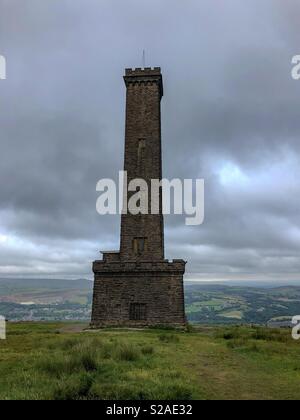 The Peel Memorial Tower on Holcombe Hill, overlooking Ramsbottom, Manchester, Lancashire Stock Photo