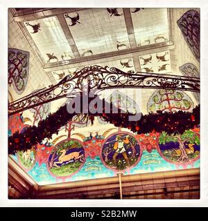 Ceiling at Harrods food hall at Christmas Stock Photo