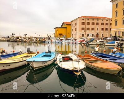 Old fishing port in Piran, Slovenia Stock Photo