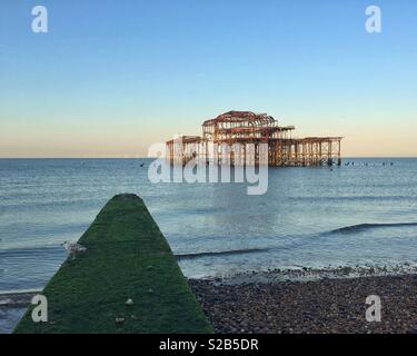 Sunrise at the West Pier, Brighton Stock Photo
