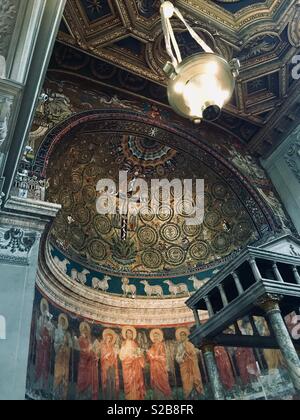 A 12th century mosaic in the apse of the San Clemente al Laterano basilica in Rome, Italy Stock Photo