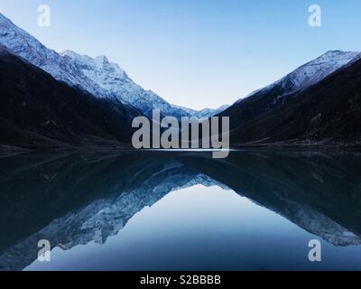 Very beautiful lake Saif Ul Malook in Northern Pakistan. Stock Photo