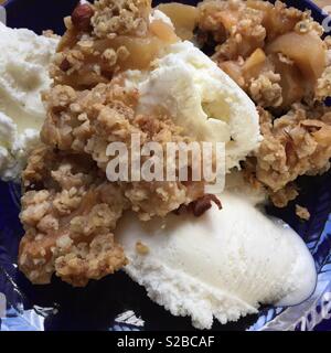 Apple pie with vanilla icecream. Stock Photo