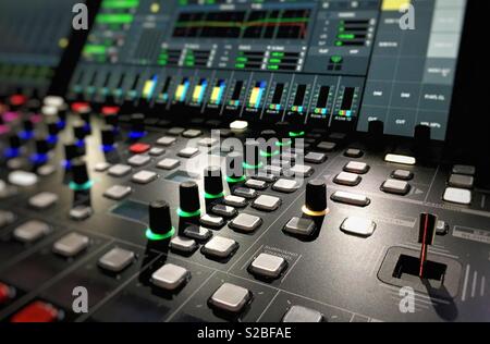 Professional video switching board before live television broadcast Stock Photo