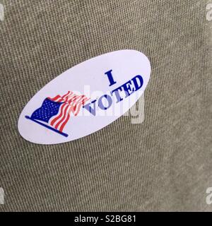 “I voted” sticker with American flag on a T shirt Stock Photo