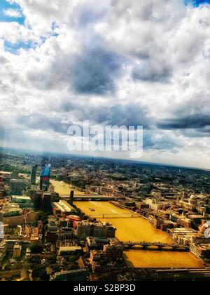 View of London and the river Thames on a hot summer afternoon Stock Photo