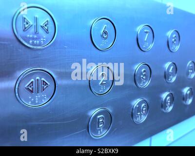 Buttons in an elevator. Stock Photo