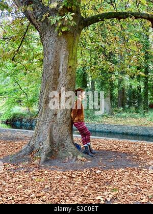 Autumn trees by the river. Morden Hall Park, Surrey, UK Stock Photo