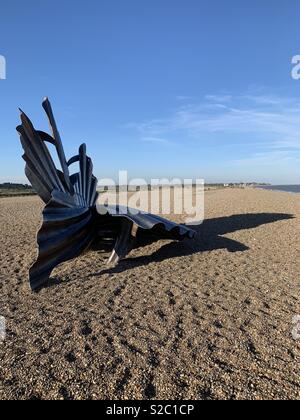 ‘Scallop’ sculpture by Maggie Hambling on Aldeburgh Beach