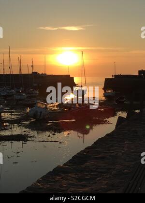 Sunset Aberaeron Harbour Stock Photo