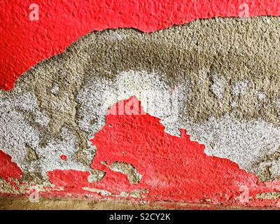 Abstract red painted concrete texture wall background Stock Photo